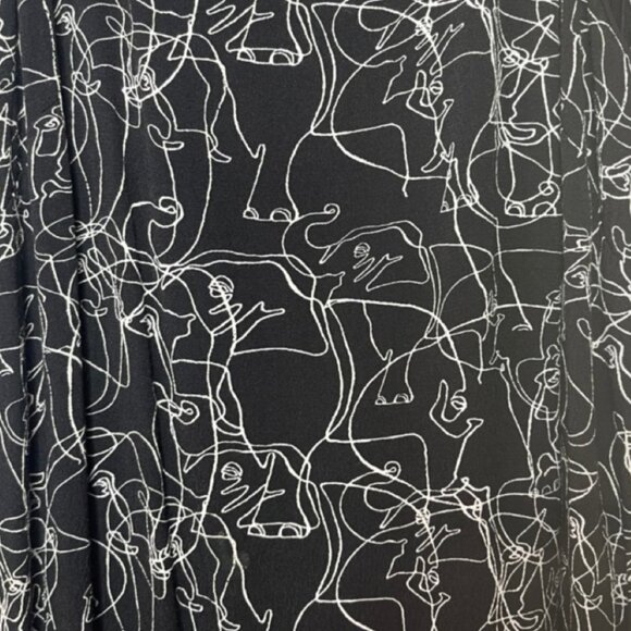 SILENCE + NOISE | Black Short Dress White Abstract Elephant Pattern | Size L - Picture 5 of 13